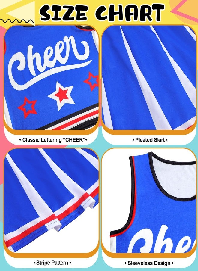 JenPen Cheerleader Costume for Girl, Cute Cheerleading Outfit Cheer Leader Dress for Halloween Cheerleader Gifts(5-7 Year,Blue) - Image 2
